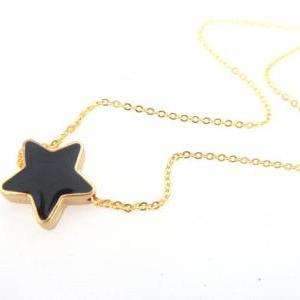 Black Star Necklace, Gold Dainty Necklace, Tiny..