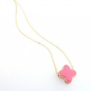 Pink Cross Necklace, Tiny Cross Necklace, Dainty..