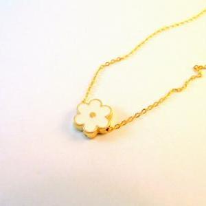 Dainty Flower Necklace, White Flower Necklace,..