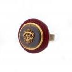 Burgundy Bronze Button Ring, Statement Crest Ring,..
