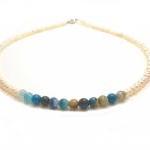 Delicate White Multi-hue Blue Agate Beads And..