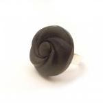 Black Flower Button Ring , Button Jewelry, Large..