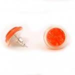 Neon Orange Button Earrings , Synthetic Button..